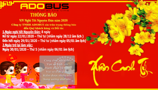 Thông báo lịch nghỉ Tết Nguyên Đán Công Ty Adobus