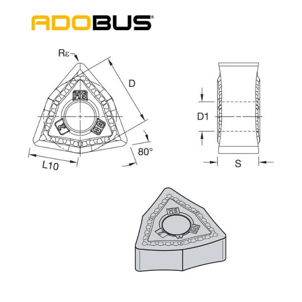 Mảnh dao tiện WNMG080408MS KCU25